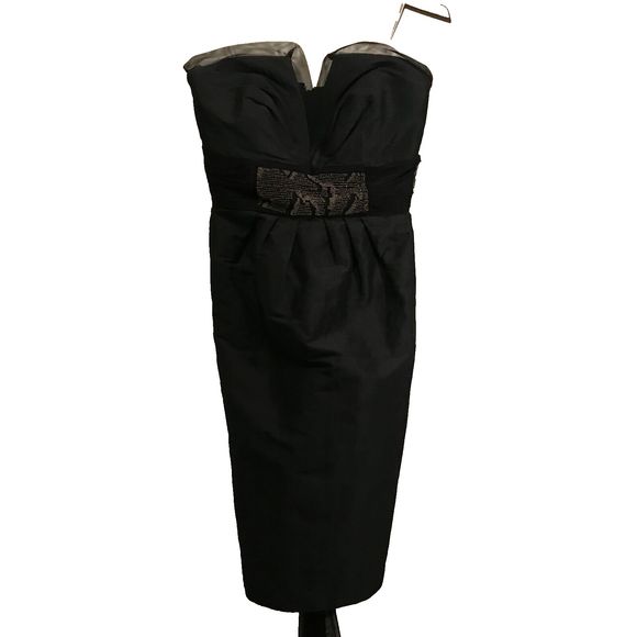 Kay Unger New York Black Cocktail Deep V Tie Back Sash Size 6 - Picture 1 of 10